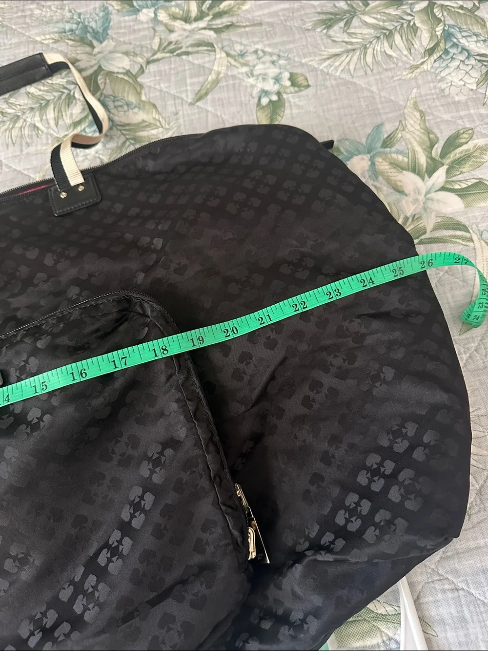 kate spade Black Jacquard duffle with Cream Contrast Straps